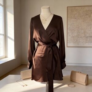 Dress the Population Deep Brown Wrap Dress